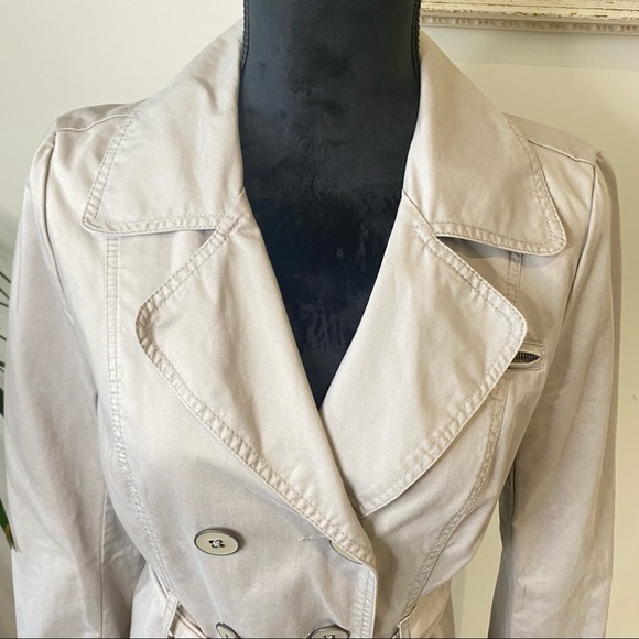 Beautiful Beige Tailored Trench Coat 100% Cotton Just Jeans Size 8 - Picture 3 of 10